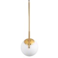 GloboStar® MONROE 00958 Μοντέρνο Κρεμαστό Φωτιστικό Οροφής Μονόφωτο 1 x E27 Χρυσό - Λευκό Μεταλλικό Μπάλα Φ15 x Υ49cm
