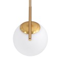 GloboStar® MONROE 00958 Μοντέρνο Κρεμαστό Φωτιστικό Οροφής Μονόφωτο 1 x E27 Χρυσό - Λευκό Μεταλλικό Μπάλα Φ15 x Υ49cm