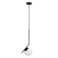 GloboStar® MONROE 00959 Μοντέρνο Κρεμαστό Φωτιστικό Οροφής Μονόφωτο 1 x E27 Μαύρο - Λευκό Μεταλλικό Μπάλα Φ15 x Υ49cm
