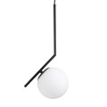 GloboStar® MONROE 00959 Μοντέρνο Κρεμαστό Φωτιστικό Οροφής Μονόφωτο 1 x E27 Μαύρο - Λευκό Μεταλλικό Μπάλα Φ15 x Υ49cm