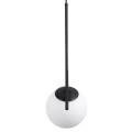 GloboStar® MONROE 00959 Μοντέρνο Κρεμαστό Φωτιστικό Οροφής Μονόφωτο 1 x E27 Μαύρο - Λευκό Μεταλλικό Μπάλα Φ15 x Υ49cm
