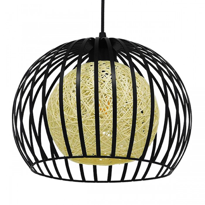 GloboStar® CARTER 00960 Μοντέρνο Industrial Κρεμαστό Φωτιστικό Οροφής Μονόφωτο 1 x E27 Μαύρο με Εκρού Μεταλλικό Πλέγμα Φ28 x Υ23cm GloboStar® CARTER 00960 Μοντέρνο Industrial Κρεμαστό Φωτιστικό Οροφής Μονόφωτο 1 x E27 Μαύρο με Εκρού Μεταλλικό Πλέγμα Φ28 x Υ23cm