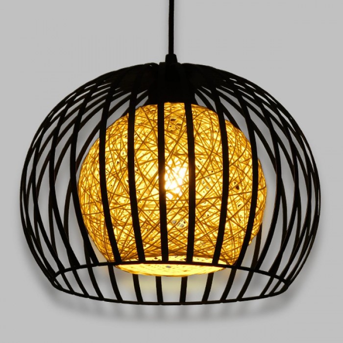 GloboStar® CARTER 00960 Μοντέρνο Industrial Κρεμαστό Φωτιστικό Οροφής Μονόφωτο 1 x E27 Μαύρο με Εκρού Μεταλλικό Πλέγμα Φ28 x Υ23cm GloboStar® CARTER 00960 Μοντέρνο Industrial Κρεμαστό Φωτιστικό Οροφής Μονόφωτο 1 x E27 Μαύρο με Εκρού Μεταλλικό Πλέγμα Φ28 x Υ23cm