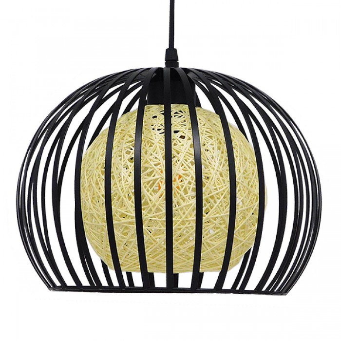 GloboStar® CARTER 00960 Μοντέρνο Industrial Κρεμαστό Φωτιστικό Οροφής Μονόφωτο 1 x E27 Μαύρο με Εκρού Μεταλλικό Πλέγμα Φ28 x Υ23cm GloboStar® CARTER 00960 Μοντέρνο Industrial Κρεμαστό Φωτιστικό Οροφής Μονόφωτο 1 x E27 Μαύρο με Εκρού Μεταλλικό Πλέγμα Φ28 x Υ23cm
