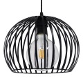 GloboStar® CARTER 00960 Μοντέρνο Industrial Κρεμαστό Φωτιστικό Οροφής Μονόφωτο 1 x E27 Μαύρο με Εκρού Μεταλλικό Πλέγμα Φ28 x Υ23cm