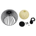 GloboStar® CARTER 00960 Μοντέρνο Industrial Κρεμαστό Φωτιστικό Οροφής Μονόφωτο 1 x E27 Μαύρο με Εκρού Μεταλλικό Πλέγμα Φ28 x Υ23cm