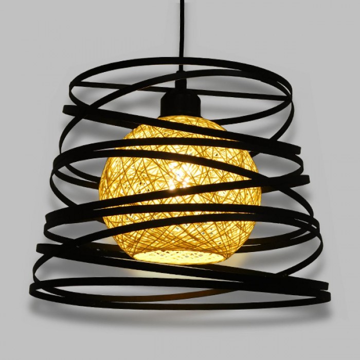 GloboStar® CARTER 00961 Μοντέρνο Industrial Κρεμαστό Φωτιστικό Οροφής Μονόφωτο 1 x E27 Μαύρο με Εκρού Μεταλλικό Πλέγμα Φ32 x Υ25cm GloboStar® CARTER 00961 Μοντέρνο Industrial Κρεμαστό Φωτιστικό Οροφής Μονόφωτο 1 x E27 Μαύρο με Εκρού Μεταλλικό Πλέγμα Φ32 x Υ25cm