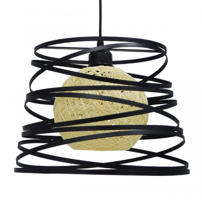GloboStar® CARTER 00961 Μοντέρνο Industrial Κρεμαστό Φωτιστικό Οροφής Μονόφωτο 1 x E27 Μαύρο με Εκρού Μεταλλικό Πλέγμα Φ32 x Υ25cm GloboStar® CARTER 00961 Μοντέρνο Industrial Κρεμαστό Φωτιστικό Οροφής Μονόφωτο 1 x E27 Μαύρο με Εκρού Μεταλλικό Πλέγμα Φ32 x Υ25cm