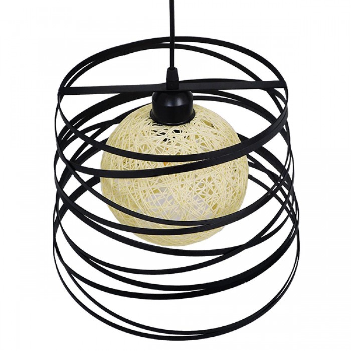 GloboStar® CARTER 00961 Μοντέρνο Industrial Κρεμαστό Φωτιστικό Οροφής Μονόφωτο 1 x E27 Μαύρο με Εκρού Μεταλλικό Πλέγμα Φ32 x Υ25cm GloboStar® CARTER 00961 Μοντέρνο Industrial Κρεμαστό Φωτιστικό Οροφής Μονόφωτο 1 x E27 Μαύρο με Εκρού Μεταλλικό Πλέγμα Φ32 x Υ25cm