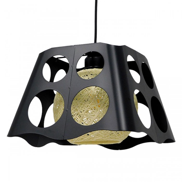 GloboStar® CARTER 00962 Μοντέρνο Industrial Κρεμαστό Φωτιστικό Οροφής Μονόφωτο 1 x E27 Μαύρο με Εκρού Μεταλλικό Πλέγμα Μ28 x Π28 x Υ22cm GloboStar® CARTER 00962 Μοντέρνο Industrial Κρεμαστό Φωτιστικό Οροφής Μονόφωτο 1 x E27 Μαύρο με Εκρού Μεταλλικό Πλέγμα Μ28 x Π28 x Υ22cm