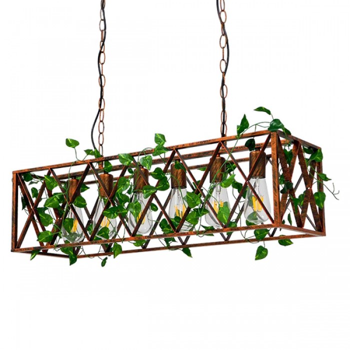 GloboStar® CLARITY 00963 Vintage Industrial Κρεμαστό Φωτιστικό Οροφής Πολύφωτο 6 x E27 Καφέ Σκουριά Μεταλλικό Πλέγμα Μ78 x Π25 x Υ22cm GloboStar® CLARITY 00963 Vintage Industrial Κρεμαστό Φωτιστικό Οροφής Πολύφωτο 6 x E27 Καφέ Σκουριά Μεταλλικό Πλέγμα Μ78 x Π25 x Υ22cm