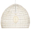 GloboStar® MALIBU 00965 Vintage Κρεμαστό Φωτιστικό Οροφής Μονόφωτο 1 x E27 Λευκό Ξύλινο Μπαμπού Φ100 x Y86cm