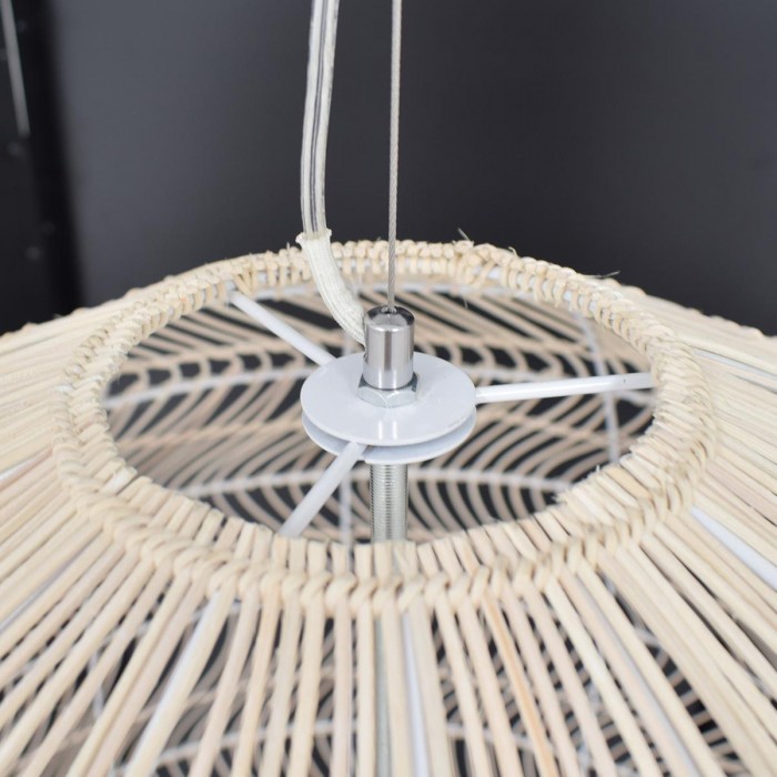 GloboStar® MALIBU 00965 Vintage Κρεμαστό Φωτιστικό Οροφής Μονόφωτο 1 x E27 Λευκό Ξύλινο Μπαμπού Φ100 x Y86cm GloboStar® MALIBU 00965 Vintage Κρεμαστό Φωτιστικό Οροφής Μονόφωτο 1 x E27 Λευκό Ξύλινο Μπαμπού Φ100 x Y86cm