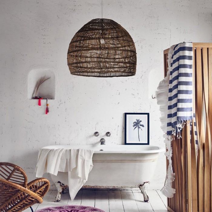 GloboStar® MALIBU 00967 Vintage Κρεμαστό Φωτιστικό Οροφής Μονόφωτο 1 x E27 Καφέ Ξύλινο Μπαμπού Φ100 x Y86cm GloboStar® MALIBU 00967 Vintage Κρεμαστό Φωτιστικό Οροφής Μονόφωτο 1 x E27 Καφέ Ξύλινο Μπαμπού Φ100 x Y86cm