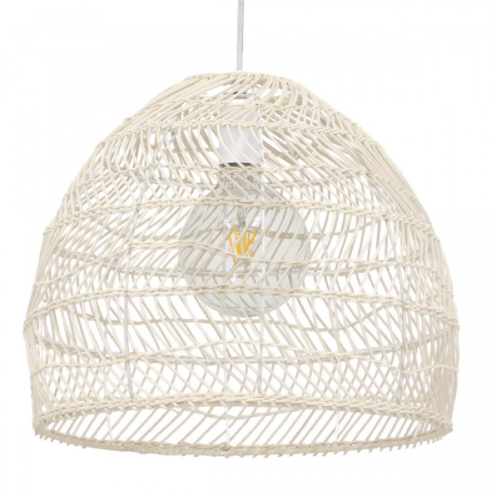 GloboStar® MALIBU 00968 Vintage Κρεμαστό Φωτιστικό Οροφής Μονόφωτο 1 x E27 Λευκό Ξύλινο Μπαμπού Φ40 x Y35cm GloboStar® MALIBU 00968 Vintage Κρεμαστό Φωτιστικό Οροφής Μονόφωτο 1 x E27 Λευκό Ξύλινο Μπαμπού Φ40 x Y35cm