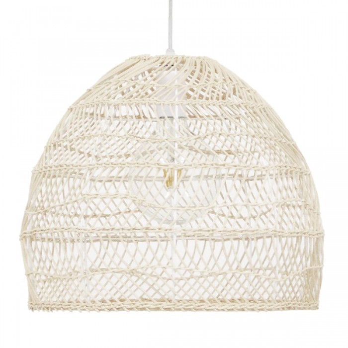 GloboStar® MALIBU 00968 Vintage Κρεμαστό Φωτιστικό Οροφής Μονόφωτο 1 x E27 Λευκό Ξύλινο Μπαμπού Φ40 x Y35cm GloboStar® MALIBU 00968 Vintage Κρεμαστό Φωτιστικό Οροφής Μονόφωτο 1 x E27 Λευκό Ξύλινο Μπαμπού Φ40 x Y35cm