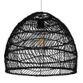 GloboStar® MALIBU 00969 Vintage Κρεμαστό Φωτιστικό Οροφής Μονόφωτο 1 x E27 Μαύρο Ξύλινο Μπαμπού Φ40 x Y35cm