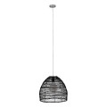 GloboStar® MALIBU 00969 Vintage Κρεμαστό Φωτιστικό Οροφής Μονόφωτο 1 x E27 Μαύρο Ξύλινο Μπαμπού Φ40 x Y35cm