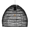 GloboStar® MALIBU 00969 Vintage Κρεμαστό Φωτιστικό Οροφής Μονόφωτο 1 x E27 Μαύρο Ξύλινο Μπαμπού Φ40 x Y35cm