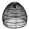 GloboStar® MALIBU 00969 Vintage Κρεμαστό Φωτιστικό Οροφής Μονόφωτο 1 x E27 Μαύρο Ξύλινο Μπαμπού Φ40 x Y35cm