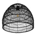 GloboStar® MALIBU 00969 Vintage Κρεμαστό Φωτιστικό Οροφής Μονόφωτο 1 x E27 Μαύρο Ξύλινο Μπαμπού Φ40 x Y35cm