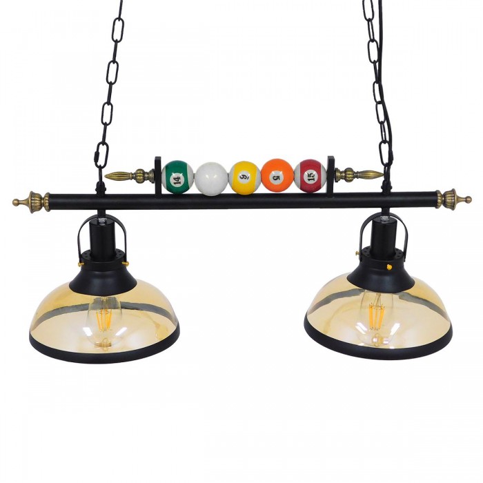GloboStar® BILLIARD 00972 Vintage Industrial Κρεμαστό Φωτιστικό Οροφής Δίφωτο 2 x E27 Mαύρο Μεταλλικό Μ71 x Π25 x Υ30cm GloboStar® BILLIARD 00972 Vintage Industrial Κρεμαστό Φωτιστικό Οροφής Δίφωτο 2 x E27 Mαύρο Μεταλλικό Μ71 x Π25 x Υ30cm