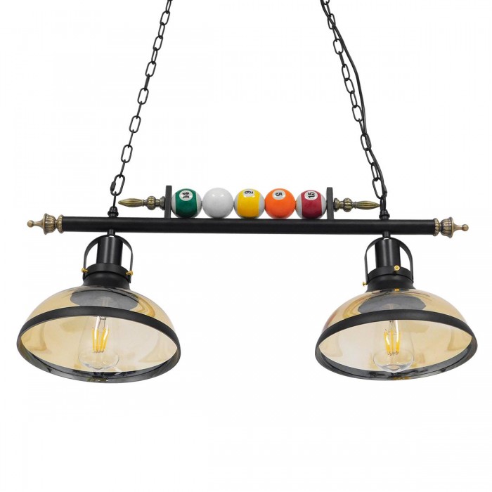GloboStar® BILLIARD 00972 Vintage Industrial Κρεμαστό Φωτιστικό Οροφής Δίφωτο 2 x E27 Mαύρο Μεταλλικό Μ71 x Π25 x Υ30cm GloboStar® BILLIARD 00972 Vintage Industrial Κρεμαστό Φωτιστικό Οροφής Δίφωτο 2 x E27 Mαύρο Μεταλλικό Μ71 x Π25 x Υ30cm