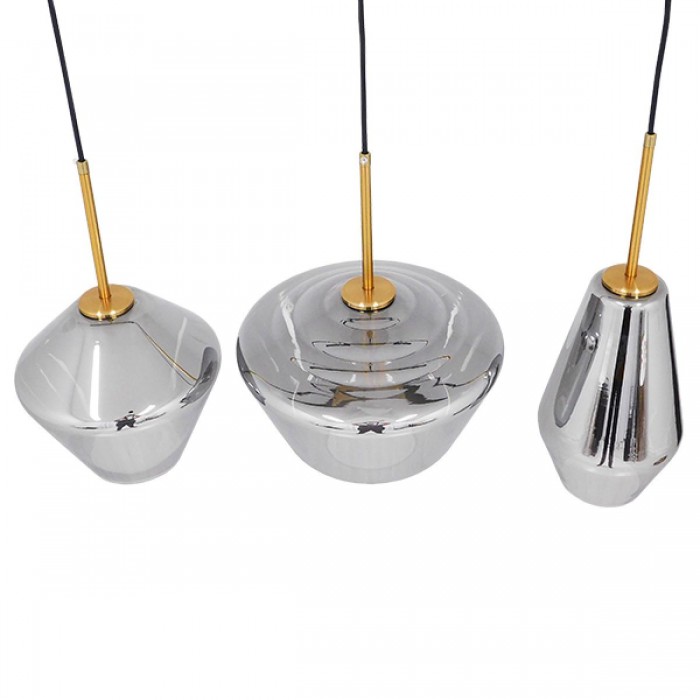 GloboStar® AMARIS 00975 Μοντέρνο Κρεμαστό Φωτιστικό Οροφής Τρίφωτο 3 x E27 Γυάλινο Φιμέ Νίκελ Μ75 x Π30 x Υ30cm GloboStar® AMARIS 00975 Μοντέρνο Κρεμαστό Φωτιστικό Οροφής Τρίφωτο 3 x E27 Γυάλινο Φιμέ Νίκελ Μ75 x Π30 x Υ30cm