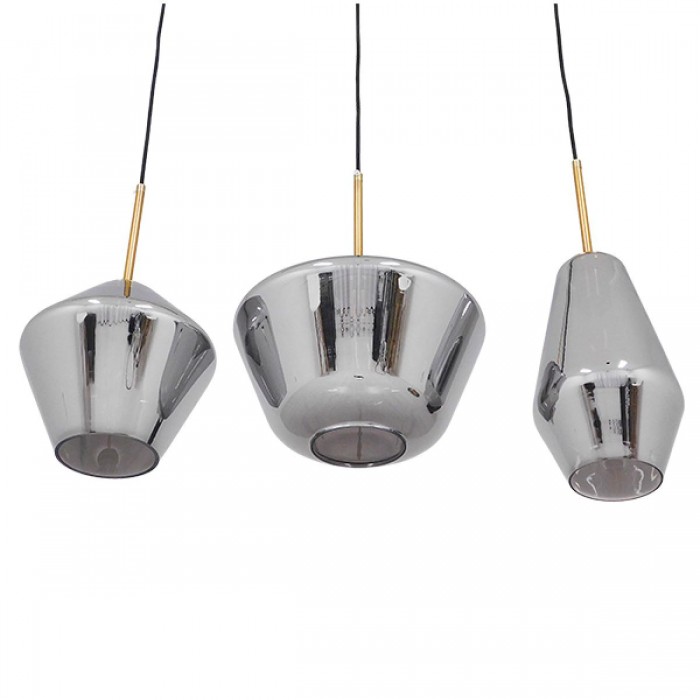 GloboStar® AMARIS 00975 Μοντέρνο Κρεμαστό Φωτιστικό Οροφής Τρίφωτο 3 x E27 Γυάλινο Φιμέ Νίκελ Μ75 x Π30 x Υ30cm GloboStar® AMARIS 00975 Μοντέρνο Κρεμαστό Φωτιστικό Οροφής Τρίφωτο 3 x E27 Γυάλινο Φιμέ Νίκελ Μ75 x Π30 x Υ30cm