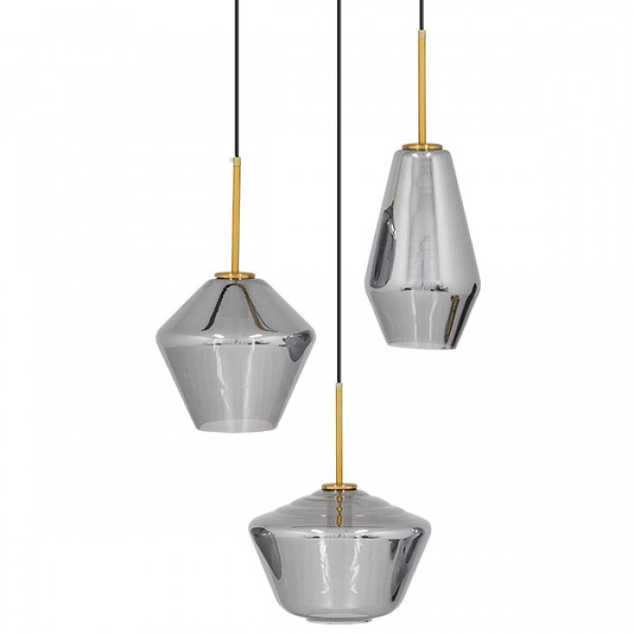 GloboStar® AMARIS 00976 Μοντέρνο Κρεμαστό Φωτιστικό Οροφής Τρίφωτο 3 x E27 Γυάλινο Φιμέ Νίκελ Φ50 x Υ30cm GloboStar® AMARIS 00976 Μοντέρνο Κρεμαστό Φωτιστικό Οροφής Τρίφωτο 3 x E27 Γυάλινο Φιμέ Νίκελ Φ50 x Υ30cm