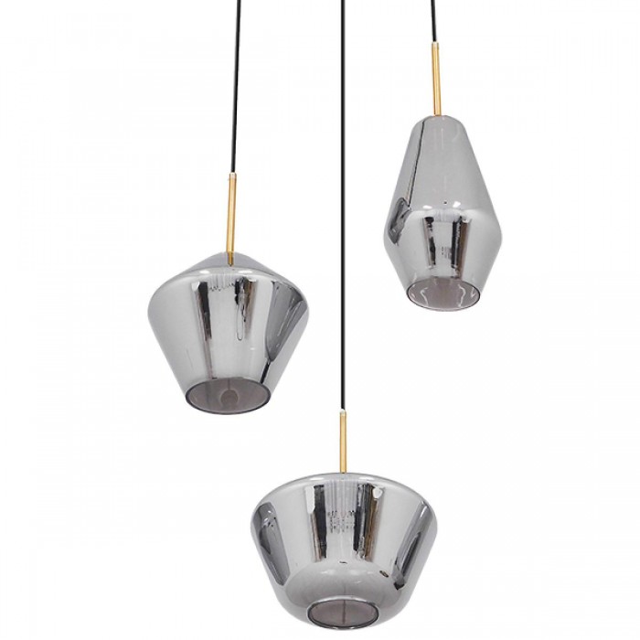 GloboStar® AMARIS 00976 Μοντέρνο Κρεμαστό Φωτιστικό Οροφής Τρίφωτο 3 x E27 Γυάλινο Φιμέ Νίκελ Φ50 x Υ30cm GloboStar® AMARIS 00976 Μοντέρνο Κρεμαστό Φωτιστικό Οροφής Τρίφωτο 3 x E27 Γυάλινο Φιμέ Νίκελ Φ50 x Υ30cm