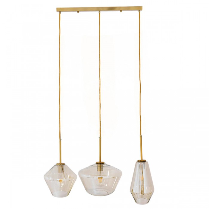 GloboStar® AMARIS 00977 Μοντέρνο Κρεμαστό Φωτιστικό Οροφής Τρίφωτο 3 x E27 Γυάλινο Φιμέ Μελί Μ75 x Π30 x Υ30cm GloboStar® AMARIS 00977 Μοντέρνο Κρεμαστό Φωτιστικό Οροφής Τρίφωτο 3 x E27 Γυάλινο Φιμέ Μελί Μ75 x Π30 x Υ30cm