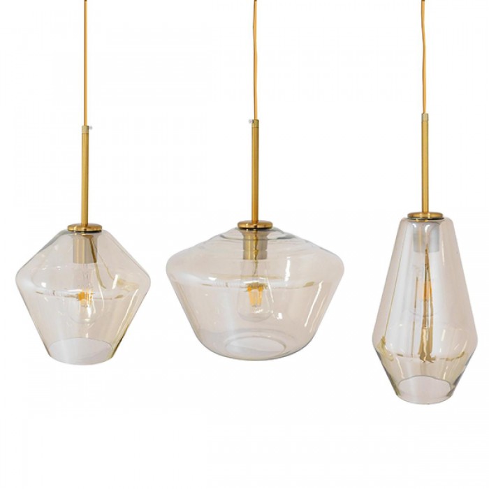 GloboStar® AMARIS 00977 Μοντέρνο Κρεμαστό Φωτιστικό Οροφής Τρίφωτο 3 x E27 Γυάλινο Φιμέ Μελί Μ75 x Π30 x Υ30cm GloboStar® AMARIS 00977 Μοντέρνο Κρεμαστό Φωτιστικό Οροφής Τρίφωτο 3 x E27 Γυάλινο Φιμέ Μελί Μ75 x Π30 x Υ30cm