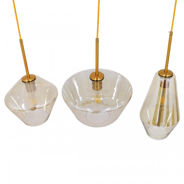 GloboStar® AMARIS 00977 Μοντέρνο Κρεμαστό Φωτιστικό Οροφής Τρίφωτο 3 x E27 Γυάλινο Φιμέ Μελί Μ75 x Π30 x Υ30cm GloboStar® AMARIS 00977 Μοντέρνο Κρεμαστό Φωτιστικό Οροφής Τρίφωτο 3 x E27 Γυάλινο Φιμέ Μελί Μ75 x Π30 x Υ30cm