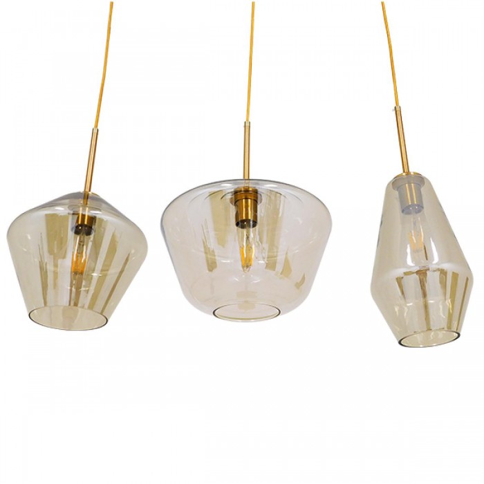 GloboStar® AMARIS 00977 Μοντέρνο Κρεμαστό Φωτιστικό Οροφής Τρίφωτο 3 x E27 Γυάλινο Φιμέ Μελί Μ75 x Π30 x Υ30cm GloboStar® AMARIS 00977 Μοντέρνο Κρεμαστό Φωτιστικό Οροφής Τρίφωτο 3 x E27 Γυάλινο Φιμέ Μελί Μ75 x Π30 x Υ30cm