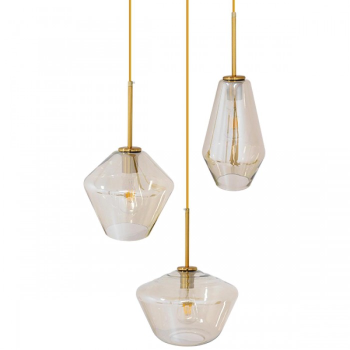 GloboStar® AMARIS 00978 Μοντέρνο Κρεμαστό Φωτιστικό Οροφής Τρίφωτο 3 x E27 Γυάλινο Φιμέ Μελί Φ50 x Υ30cm GloboStar® AMARIS 00978 Μοντέρνο Κρεμαστό Φωτιστικό Οροφής Τρίφωτο 3 x E27 Γυάλινο Φιμέ Μελί Φ50 x Υ30cm