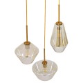 GloboStar® AMARIS 00978 Μοντέρνο Κρεμαστό Φωτιστικό Οροφής Τρίφωτο 3 x E27 Γυάλινο Φιμέ Μελί Φ50 x Υ30cm
