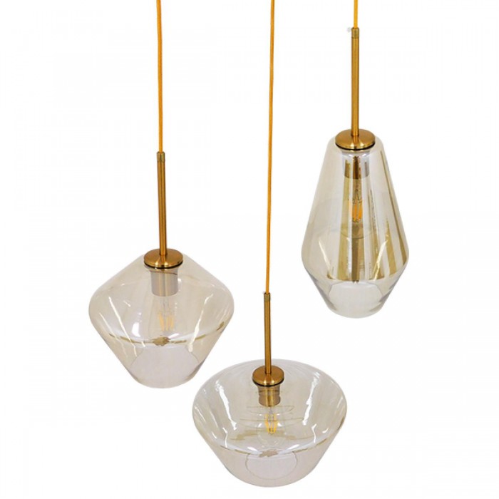 GloboStar® AMARIS 00978 Μοντέρνο Κρεμαστό Φωτιστικό Οροφής Τρίφωτο 3 x E27 Γυάλινο Φιμέ Μελί Φ50 x Υ30cm GloboStar® AMARIS 00978 Μοντέρνο Κρεμαστό Φωτιστικό Οροφής Τρίφωτο 3 x E27 Γυάλινο Φιμέ Μελί Φ50 x Υ30cm