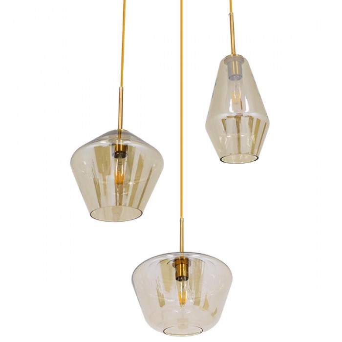 GloboStar® AMARIS 00978 Μοντέρνο Κρεμαστό Φωτιστικό Οροφής Τρίφωτο 3 x E27 Γυάλινο Φιμέ Μελί Φ50 x Υ30cm GloboStar® AMARIS 00978 Μοντέρνο Κρεμαστό Φωτιστικό Οροφής Τρίφωτο 3 x E27 Γυάλινο Φιμέ Μελί Φ50 x Υ30cm