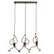 GloboStar® LITTLE MAN 00979 SET Μοντέρνο Κρεμαστό Φωτιστικό Οροφής Τρίφωτο 3 x E27 Καφέ Σκουριά Μεταλλικό Μ70 x Π10 x Υ105cm