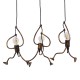 GloboStar® LITTLE MAN 00979 SET Μοντέρνο Κρεμαστό Φωτιστικό Οροφής Τρίφωτο 3 x E27 Καφέ Σκουριά Μεταλλικό Μ70 x Π10 x Υ105cm