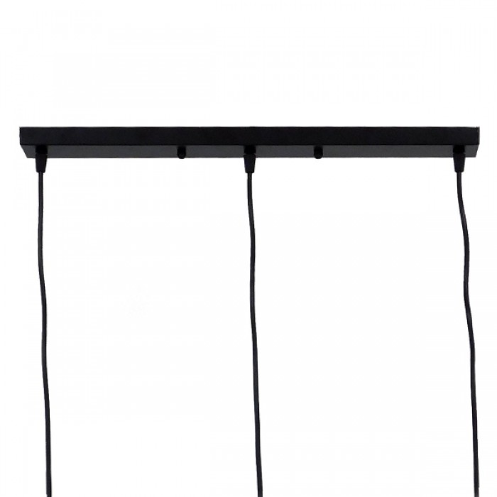 GloboStar® LITTLE MAN 00980 SET Μοντέρνο Κρεμαστό Φωτιστικό Οροφής Τρίφωτο 3 x E27 Μαύρο Μεταλλικό Μ70 x Π10 x Υ105cm