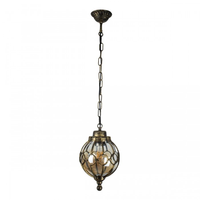 GloboStar® ETOILE 00988 Vintage Industrial Κρεμαστό Φωτιστικό Οροφής Μονόφωτο 1 x E27 Μπρονζέ Χρυσό Μεταλλικό Πλέγμα με Μελί Γυαλί Φ18 x Υ27cm