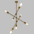 GloboStar® ESTHER 00993 Μοντέρνο Industrial Φωτιστικό Οροφής Πολύφωτο 7 x E27 Χρυσό Μεταλλικό Φ75 x Υ88cm