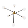 GloboStar® VELVET 00994 Μοντέρνο Industrial Φωτιστικό Οροφής Πολύφωτο 6 x G9 Μαύρο - Χρυσό Μεταλλικό Φ80 x Y85cm