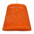 GloboStar® PLAYROOM 00997 Vintage Κρεμαστό Φωτιστικό Οροφής Μονόφωτο 1 x E27 Πορτοκαλί Ξύλινο Ψάθινο Rattan Φ32 x Υ27cm