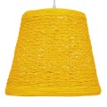 GloboStar® PLAYROOM 00998 Vintage Κρεμαστό Φωτιστικό Οροφής Μονόφωτο 1 x E27 Κίτρινο Ξύλινο Ψάθινο Rattan Φ32 x Υ27cm