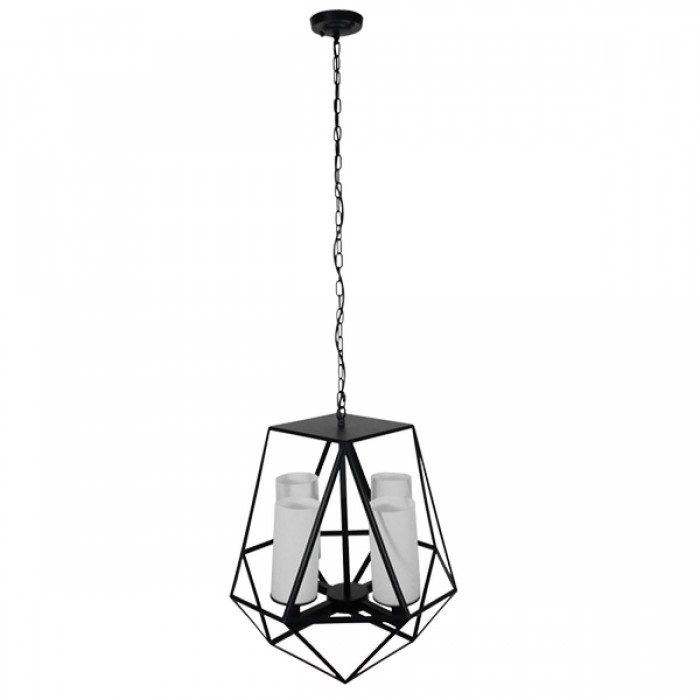 GloboStar® DASTAR 01001-1 Vintage Industrial Κρεμαστό Φωτιστικό Οροφής Πολύφωτο 4 x E27 Μαύρο Μεταλλικό Πολυέλαιος Φ52 x Y53cm