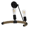 GloboStar® CROWN 01002 Vintage Industrial Φωτιστικό Τοίχου Απλίκα Δίφωτο Μαύρο Μεταλλικό με Μπεζ Σχοινί Μ21.5 x Π41 x Υ47cm GloboStar® CROWN 01002 Vintage Industrial Φωτιστικό Τοίχου Απλίκα Δίφωτο Μαύρο Μεταλλικό με Μπεζ Σχοινί Μ21.5 x Π41 x Υ47cm