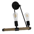 GloboStar® CROWN 01002 Vintage Industrial Φωτιστικό Τοίχου Απλίκα Δίφωτο Μαύρο Μεταλλικό με Μπεζ Σχοινί Μ21.5 x Π41 x Υ47cm GloboStar® CROWN 01002 Vintage Industrial Φωτιστικό Τοίχου Απλίκα Δίφωτο Μαύρο Μεταλλικό με Μπεζ Σχοινί Μ21.5 x Π41 x Υ47cm